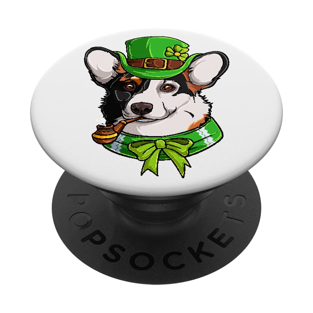 Cute Corgi Irish Pub Clover Lover St Patrick's Day Women Kid PopSockets Swappable PopGrip