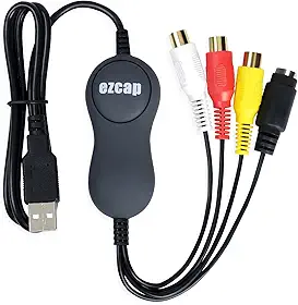 Mwin Placa de captura de vídeo USB 2.0, conversor VHS/VCR para digital, digitalização de vídeo analógico para Mac ou Windows, fácil VHS/VCR/TV para DVD