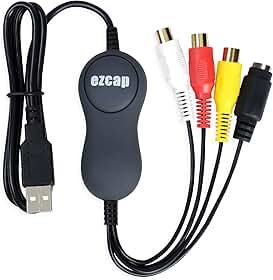 Mwin Placa de captura de vídeo USB 2.0, conversor VHS/VCR para digital, digitalização de vídeo analógico para Mac ou Windows, fácil VHS/VCR/TV para DVD