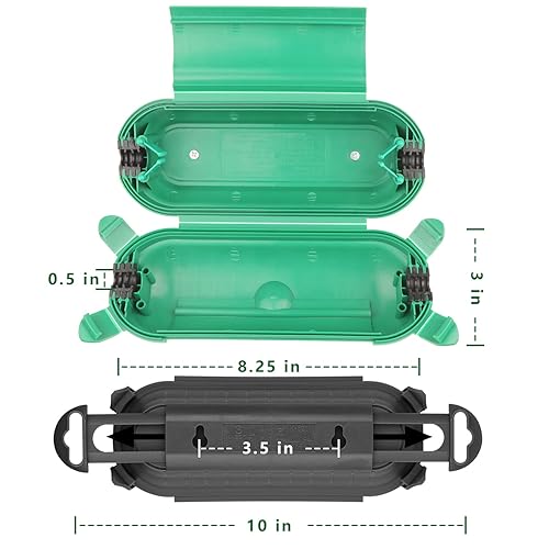 Miniatura 8 de KASONIC - Caja eléctrica grande para exteriores (12.5 x 8.5 x 5 pulgadas) + 2 pequeñas cubiertas de seguridad para cables de extensión para