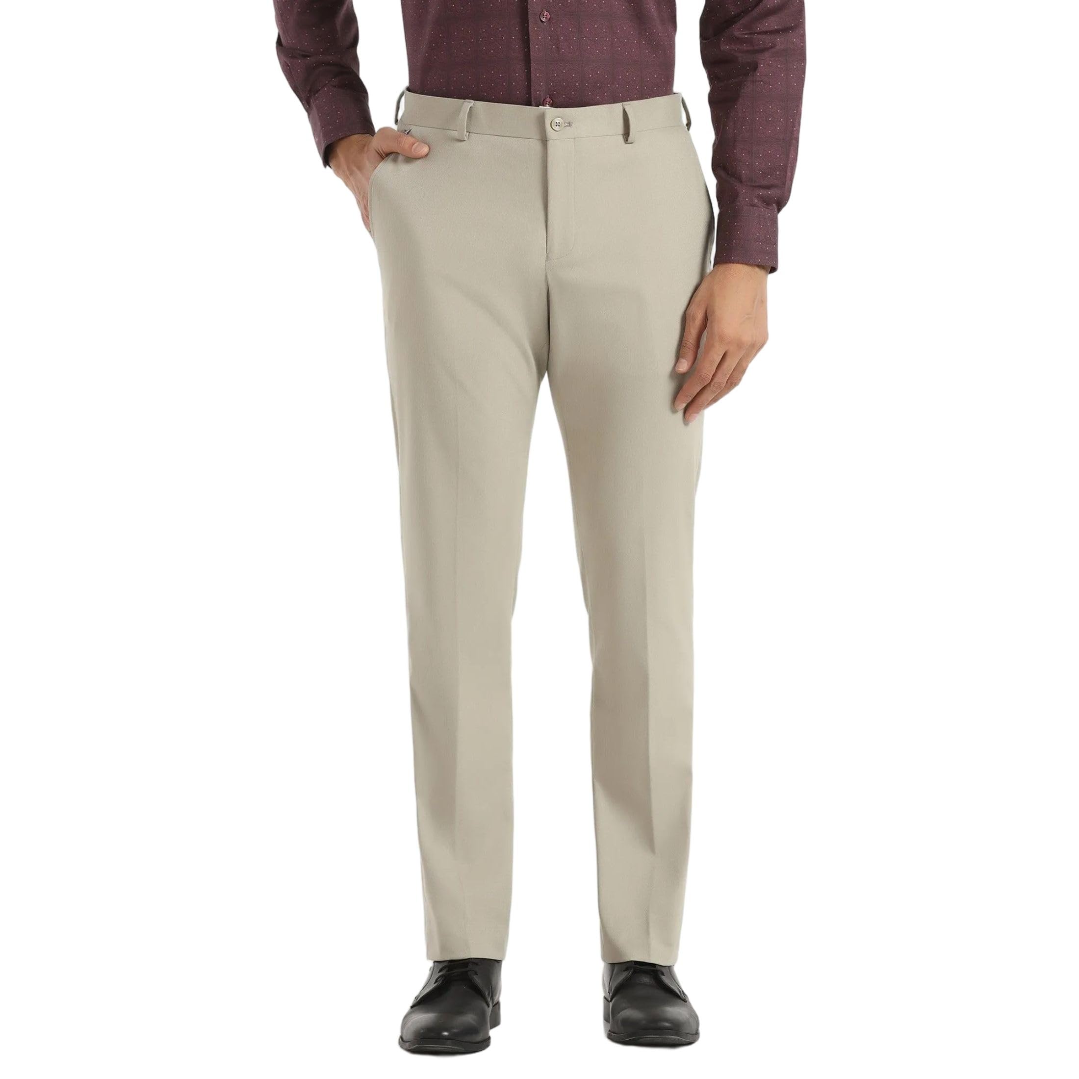 Men's Polyester Blend Slim Formal Trousers-image-24