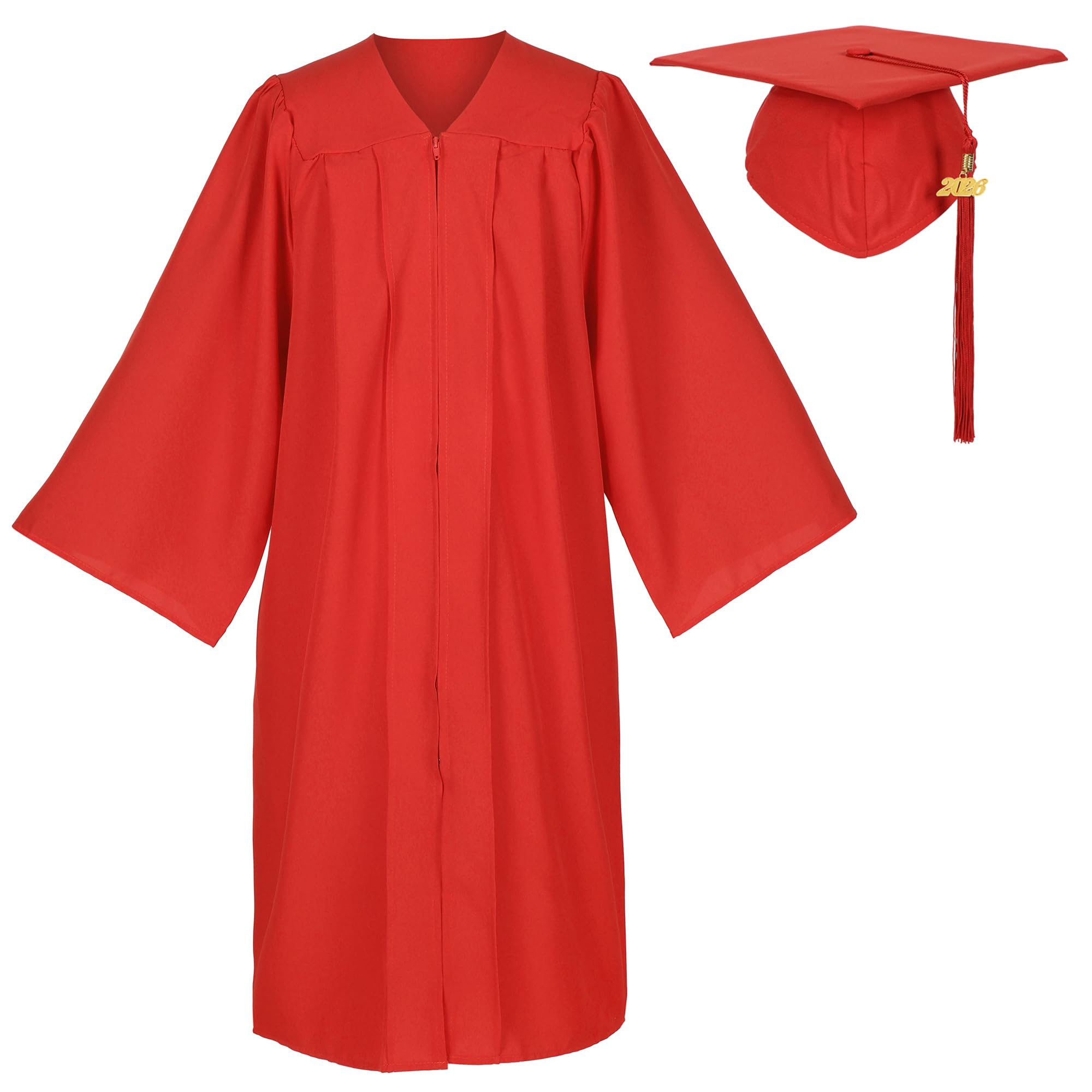 Erligo Matte Graduation Cap and Gown with 2026 | Unisex Adults Graduation Gown Cap, Tassel with Year Charm, Polyester Fabric, Multiple Color for