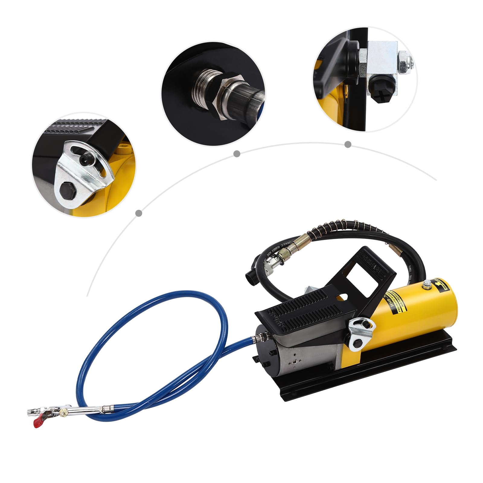 Pompe hydraulique pneumatique, presse hydraulique 120 psi, pompe à pied hydraulique à air comprimé avec 2 tuyaux, huile hydraulique type 15#, convient pour la construction automobile, l'entretien,