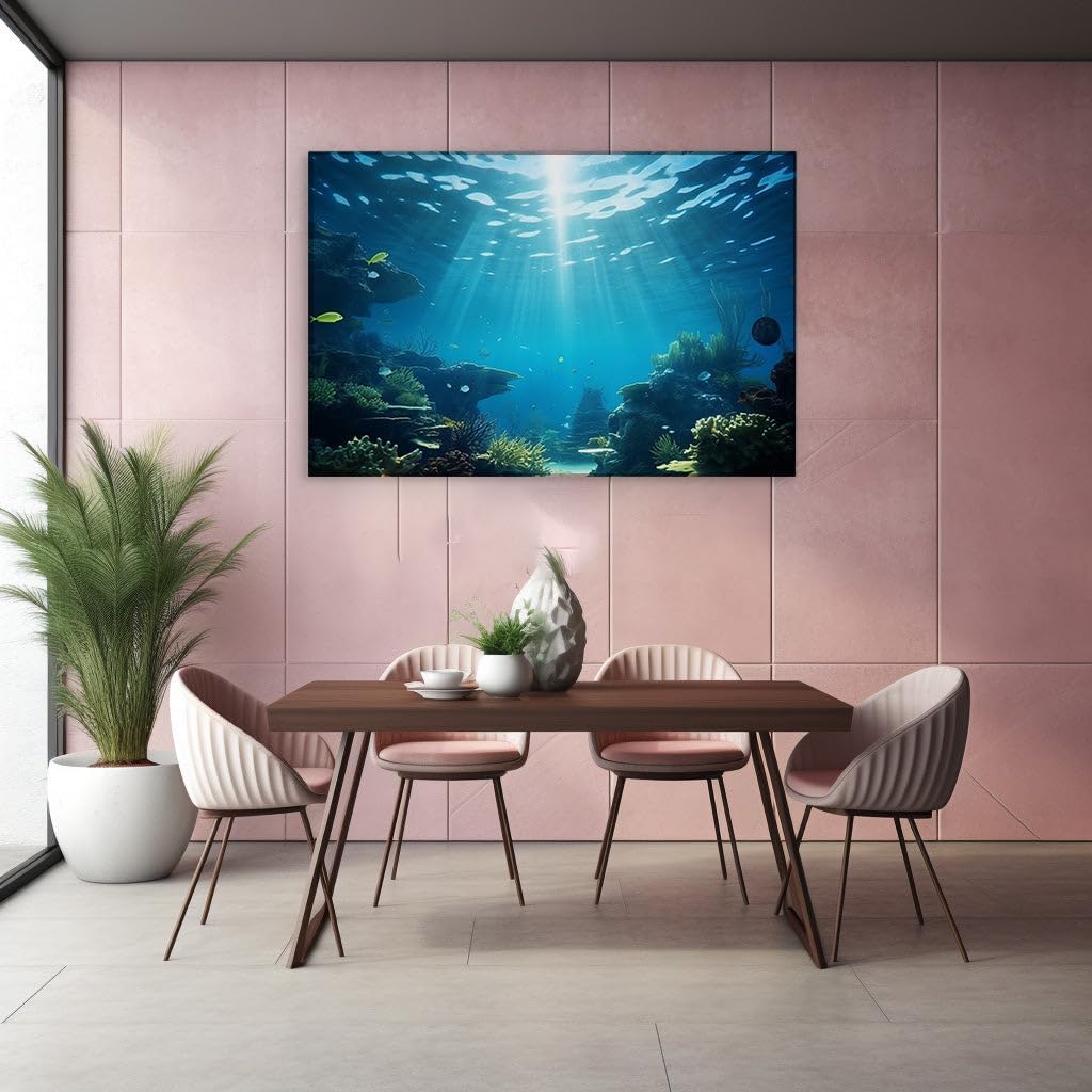 Canvas for Living room. Diving into the Colorful Harmony of the Ocean's Depths, 27 x 18 inch Canvas Wall Art - Contemporary Masterpieces - Modern Home Decor