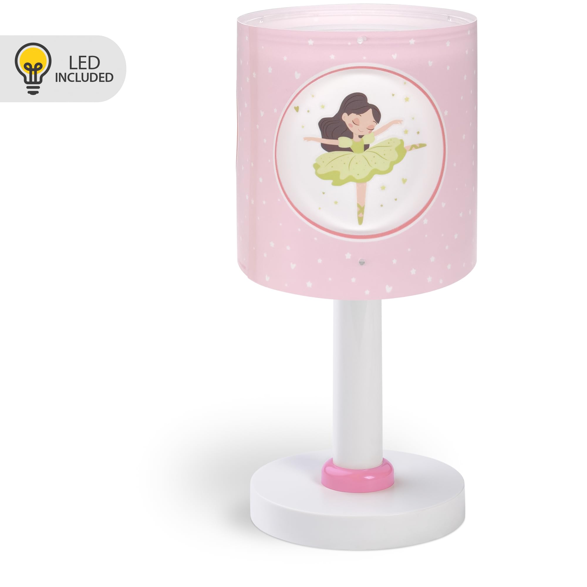 Dalber Luz Quitamiedos Infantil Bailarinas Rosa 60911 G4 | Lámpara infantil de mesa o mesita; Princess Dance; G4 4W LED - Bombilla incluida; Luz Quitamiedos