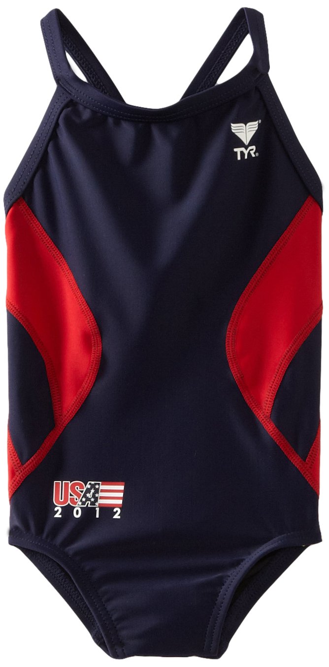 TYR USA 2012 Olimpiada młodzież diament tył kostium kąpielowy jednolity splot granatowy/czerwony, 20