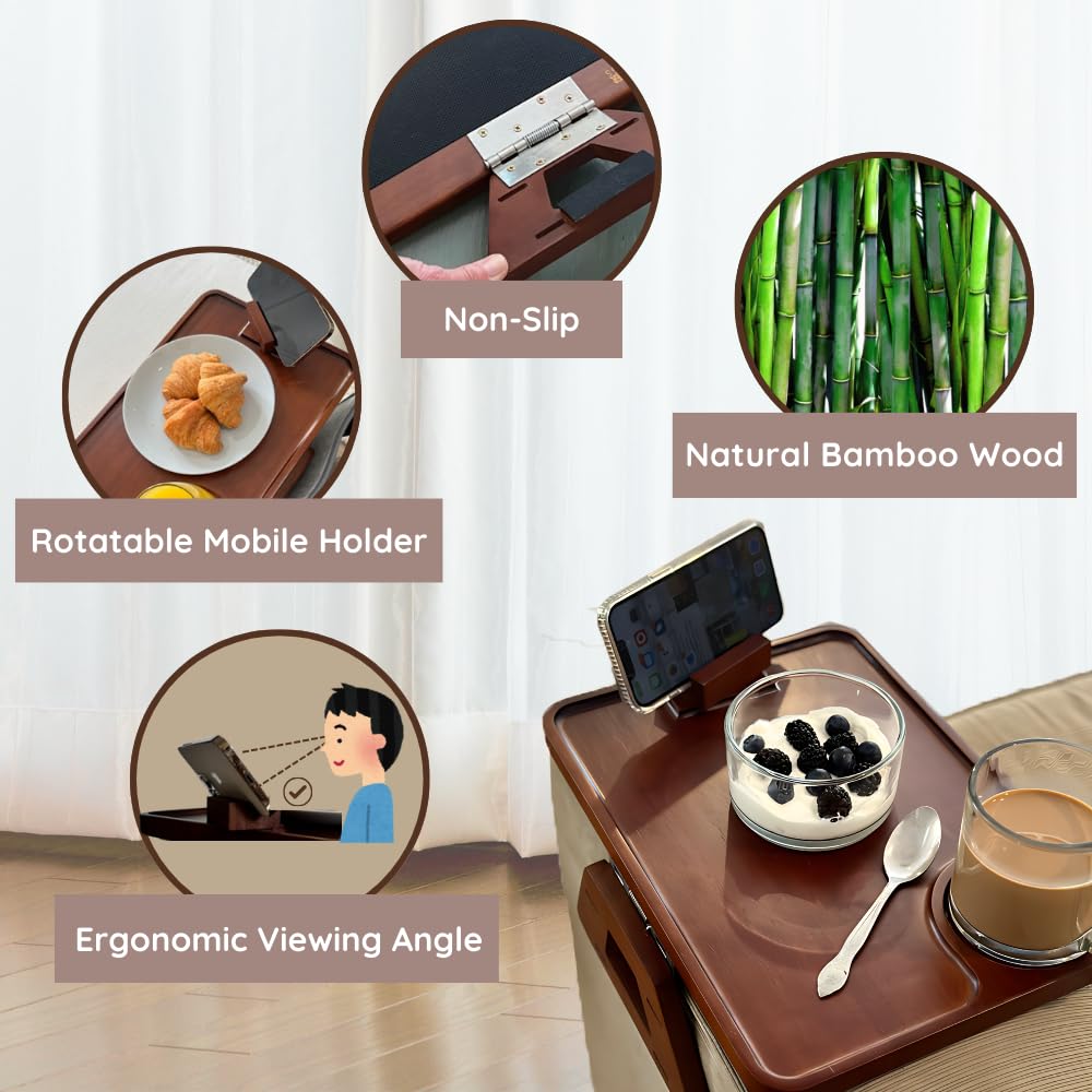 Bamboo Sofa Arm Tray | Fits Armrest from 5