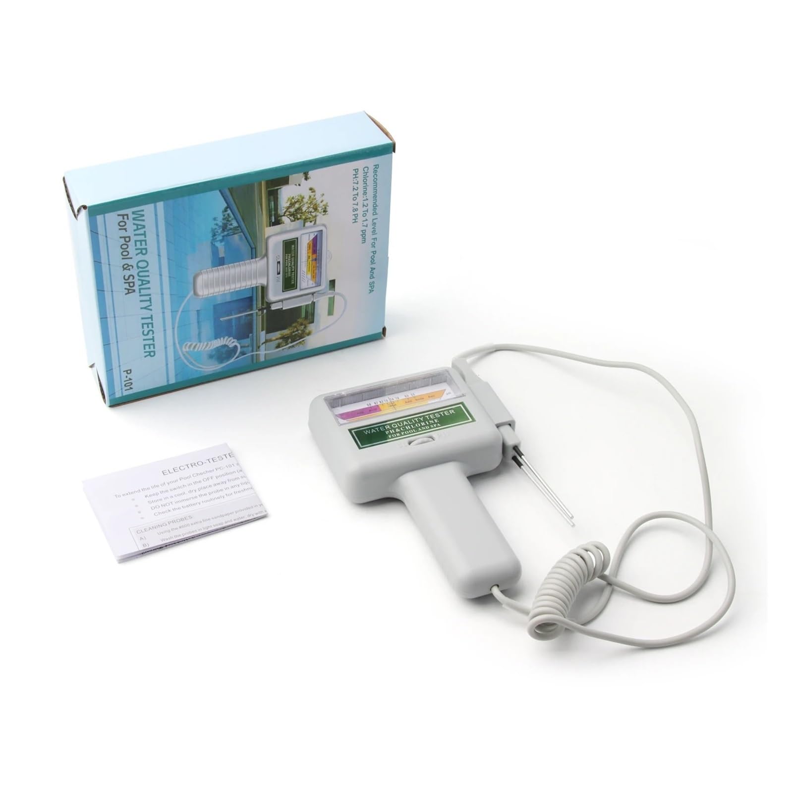 2 in 1 PH E CL2 Tester for Piscina Spa Monitor for Cloro PC101 Dispositivo Analitico for La qualità Del'acqua Termale Del'acquario Rilevamento Rapido E Preciso