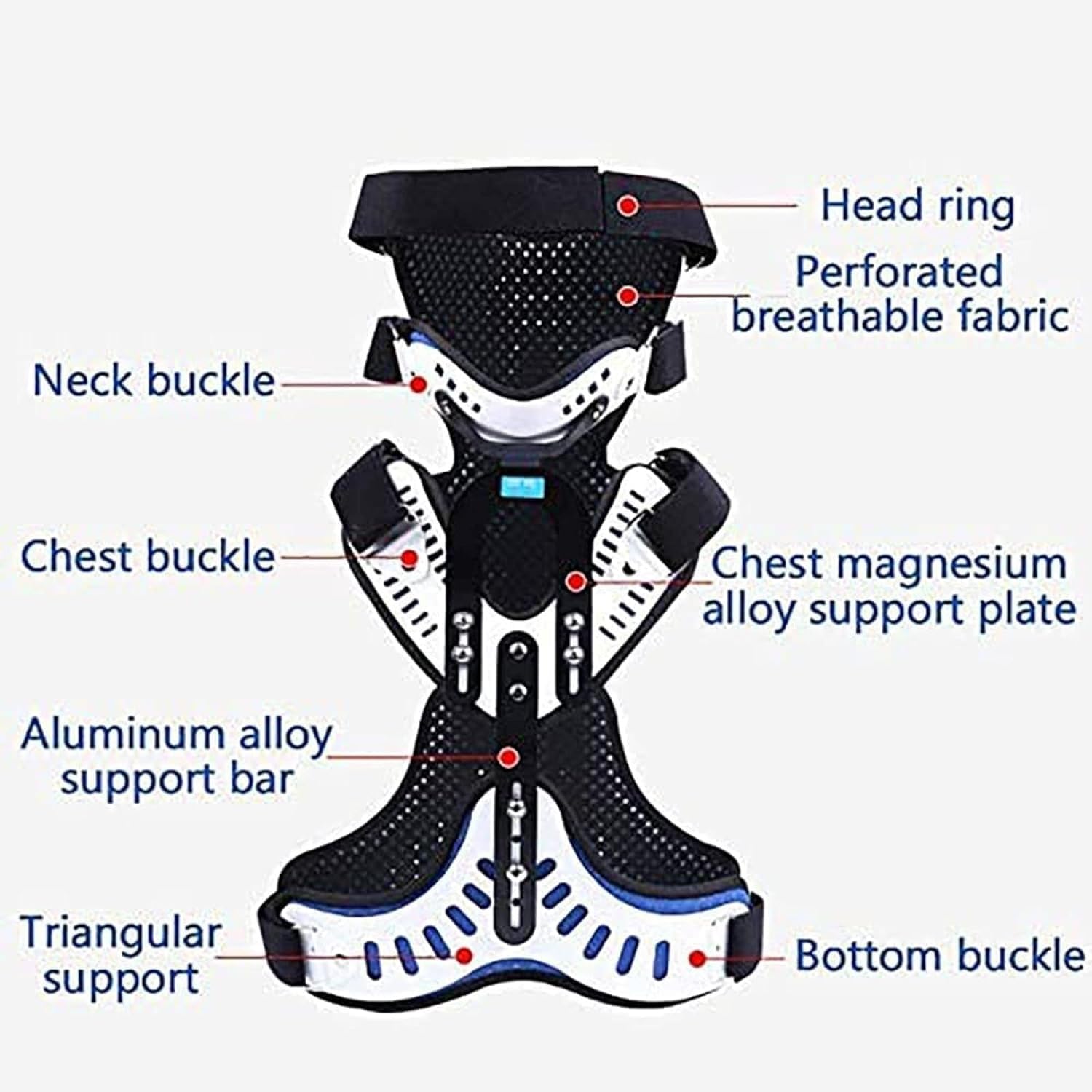 Head Neck Chest Orthosis Cervical Thoracic Halo Brace U Lumbar Support Adjustable Cervical Thoracic Orthosis Angle Adjustable Breathable for Postoperative Neck Fixation Rehabilitation Support