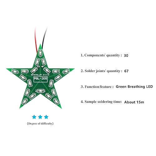 Miniatura 6 de Kit de práctica de soldadura DIY de cinco puntas en forma de estrella LED verde luz de respiración SMD SMT Electrónica Proyectos Kit de soldadura