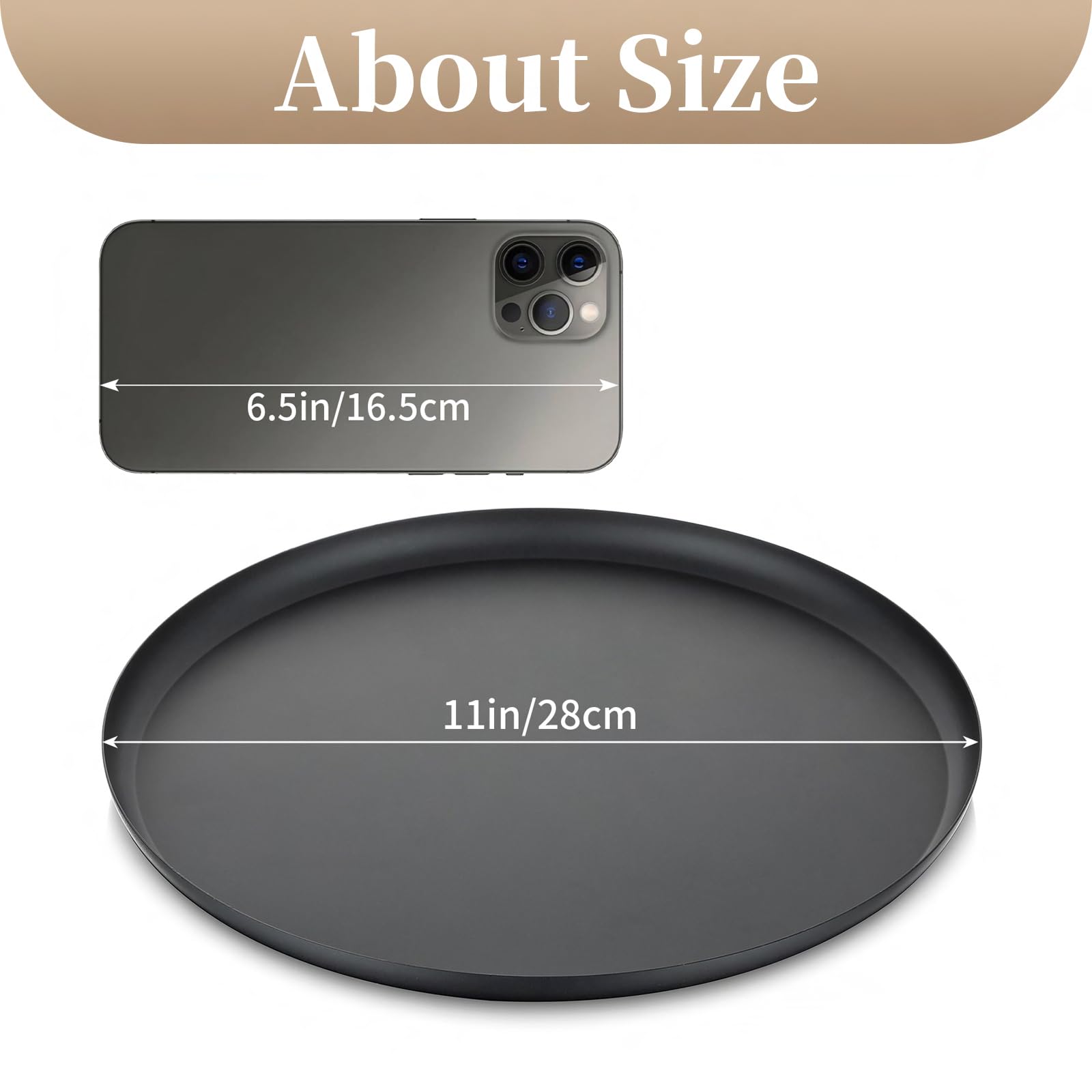 Sziqiqi Kerzentablett Schwarz 28cm, Deko Tablett Kerzenständer für Stumpenkerzen Dekoratives Runder Dekoteller Kerzenhalter aus Metall für Couchtisch Organizer Kerzenteller für Esstisch Bad Küche