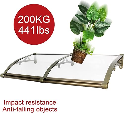 Miniatura 5 de Toldo curvo para puerta de ventana con fregadero de aleación de aluminio, toldo de ventana de porche anti-UV, cubierta de policarbonato transparente