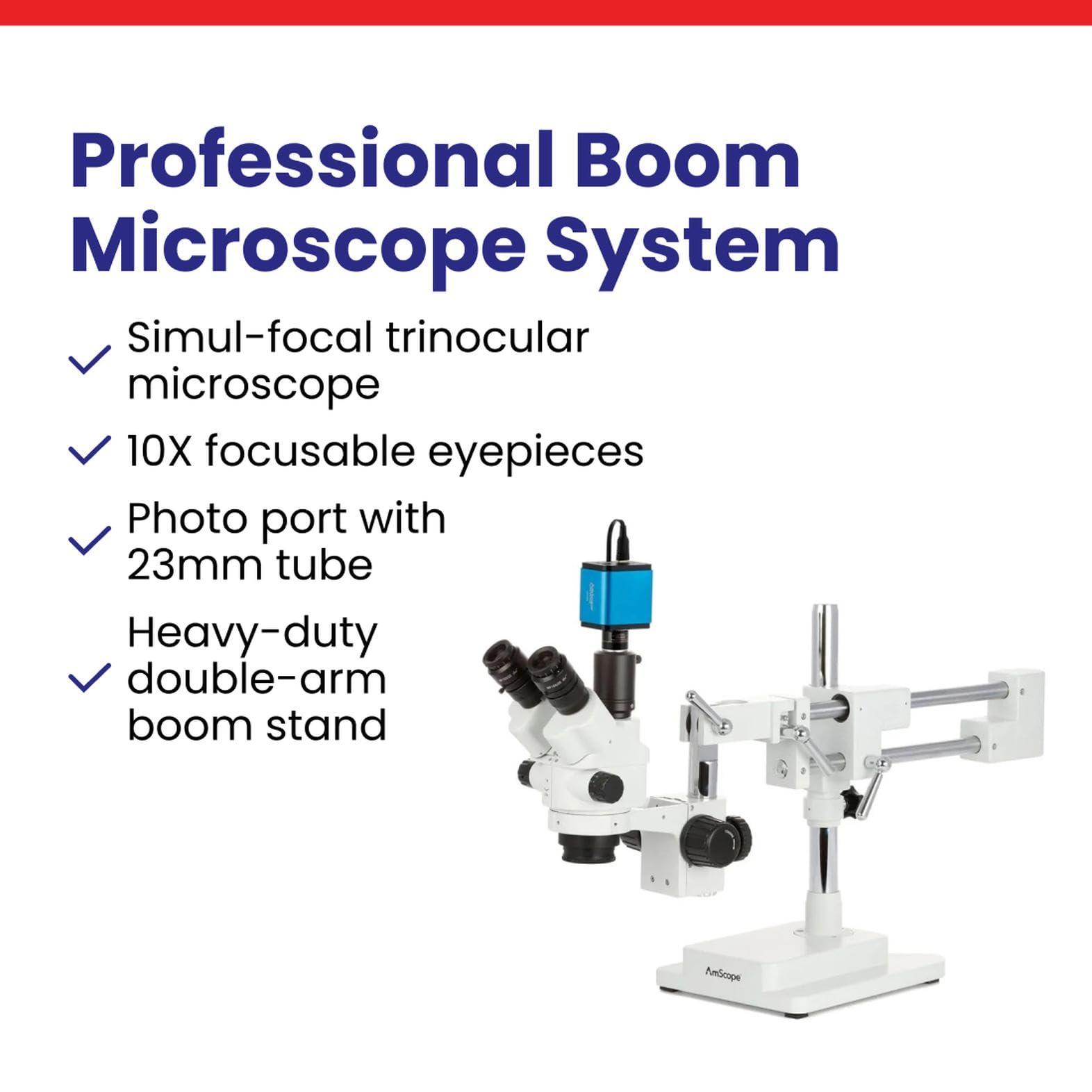 AmScope SM-4NTP Simul-Fokales Stereo Lockable Zoom Microscopio su doppio braccio braccio braccio 7X-45X, bianco