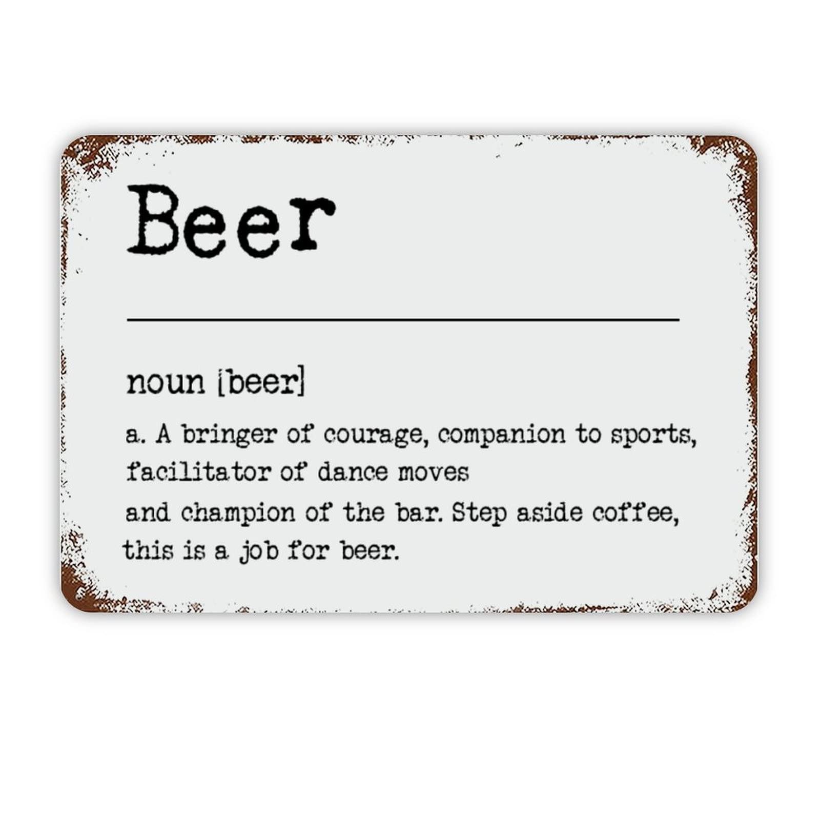 ENEDNATE Vintage Man Cave Aluminum Tin Metal Sign with Saying 8x12 Inch Beer Definition Dictionary Word Meaning Retro Street Metal Signs for Indoor Outdoor Garden Patio Yard Cafe Pub Home Decor
