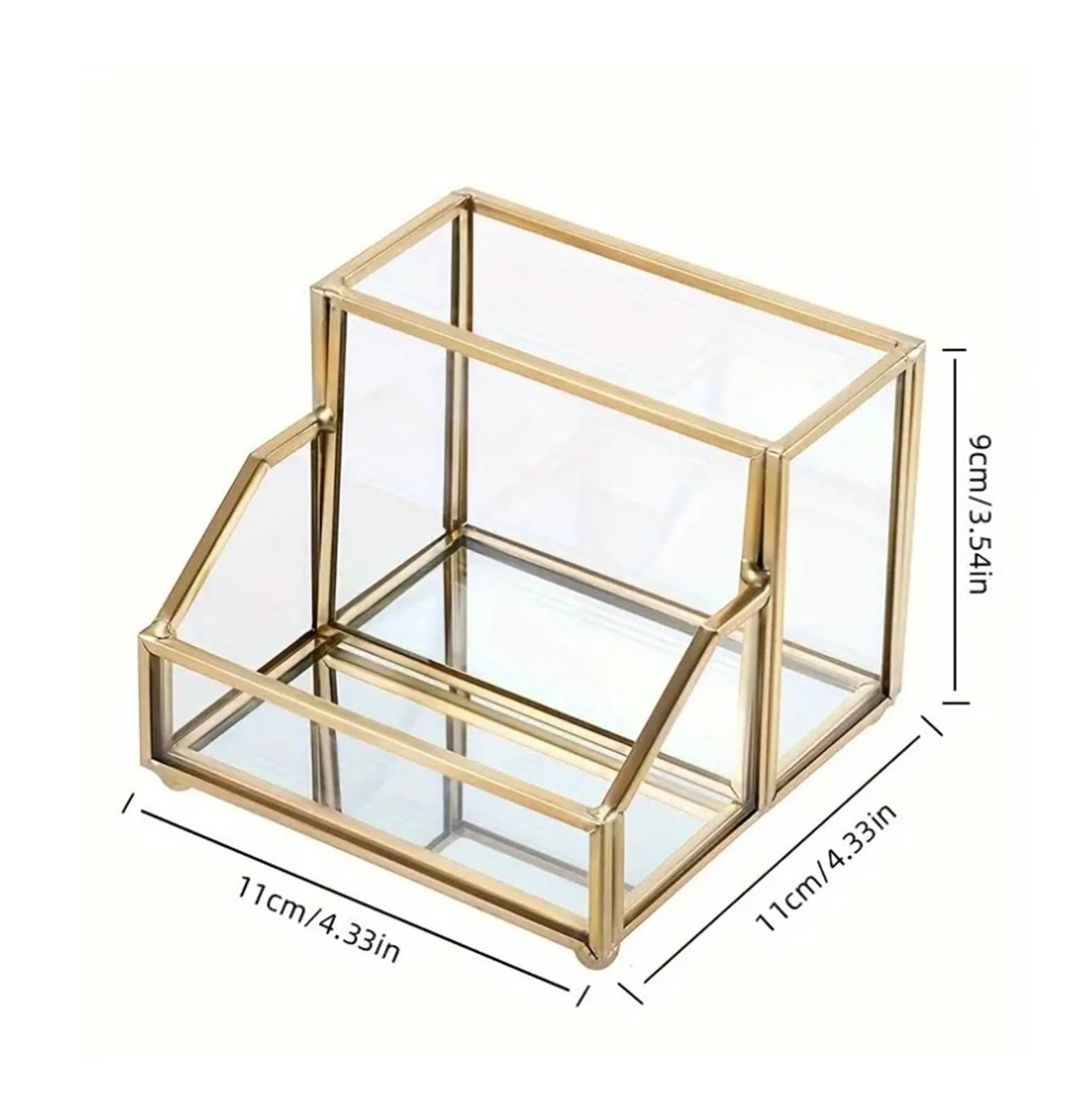 Porta Biglietti da Visita Espositore Porta Biglietti da Visita in Vetro con Organizer, Espositore for Biglietti da Visita in Oro Portabiglietti da Visita Tavolo(11x11x9cm)