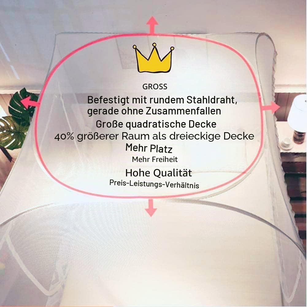 Moskitonetz Bett Baldachin, Mückennetz Travel, Mückennetz Bett Baldachin, Bett Moskitonetz, für Reise und Zuhause, Betthimmel Mückenschutz für Doppelbett Einzelbett(120 x 200 x 150 cm)