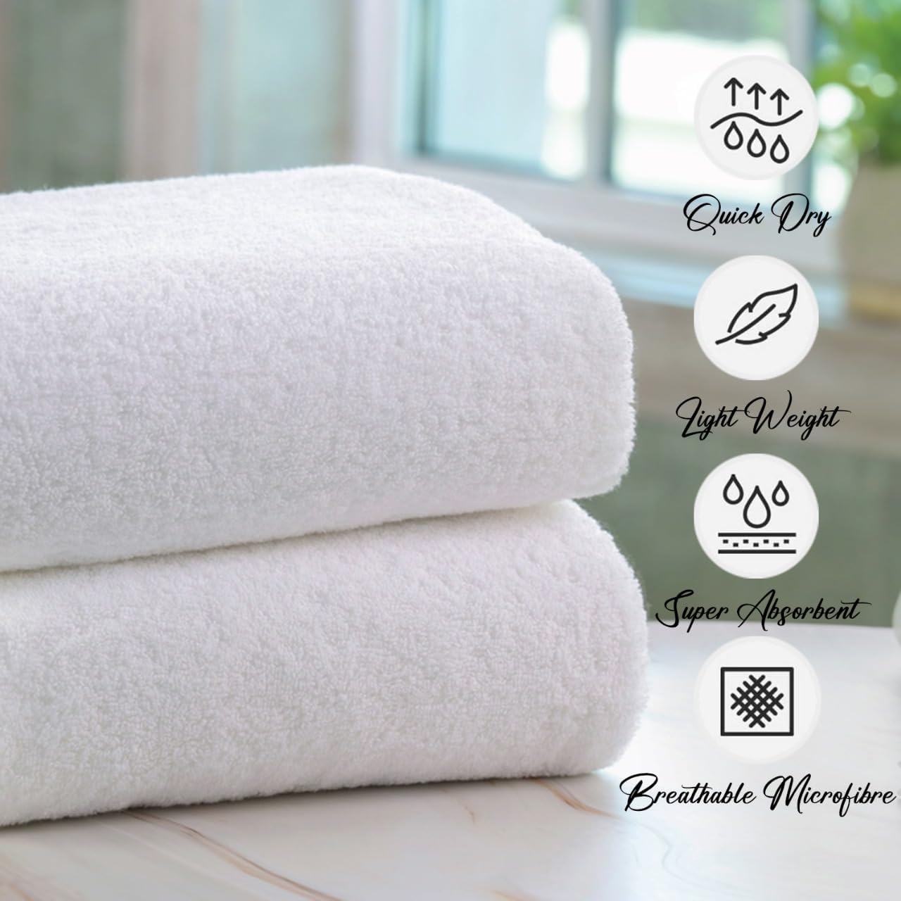 Organix 8 Piece Hotel Bath Towels 30"x60", Hotel & Spa Quality 100% Cotton Soft Lightweight and Highly Absorbent Quick Drying Towels, Gym, Spa,Saloon Perfect for Daily Use - White