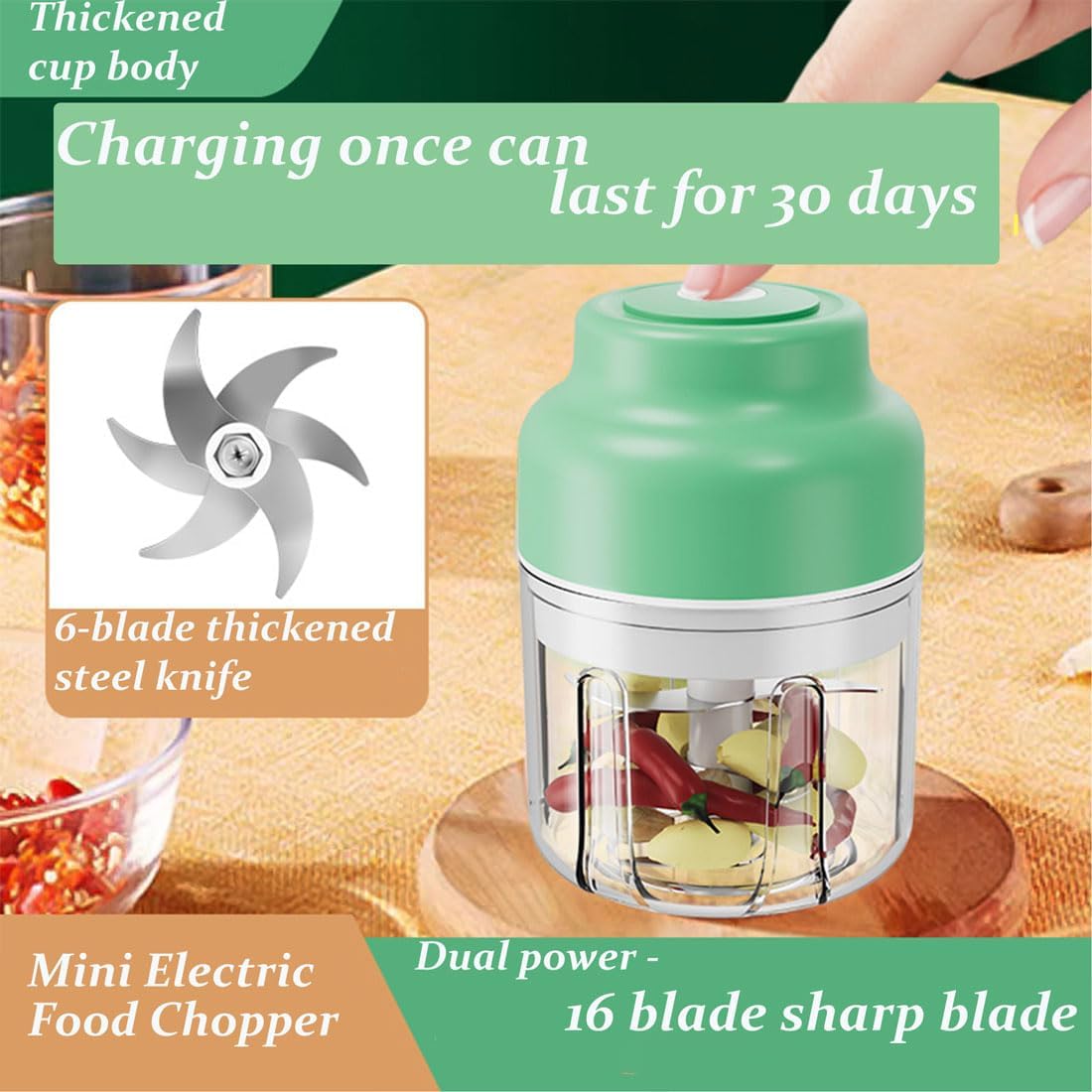 Juego de mini picadora de ajo eléctrica, picadora de ajo pequeña 2025, herramienta eléctrica de picadora de alimentos, recargable por USB, molinillo de verduras inalámbrico, para triturar cebolla, ajo