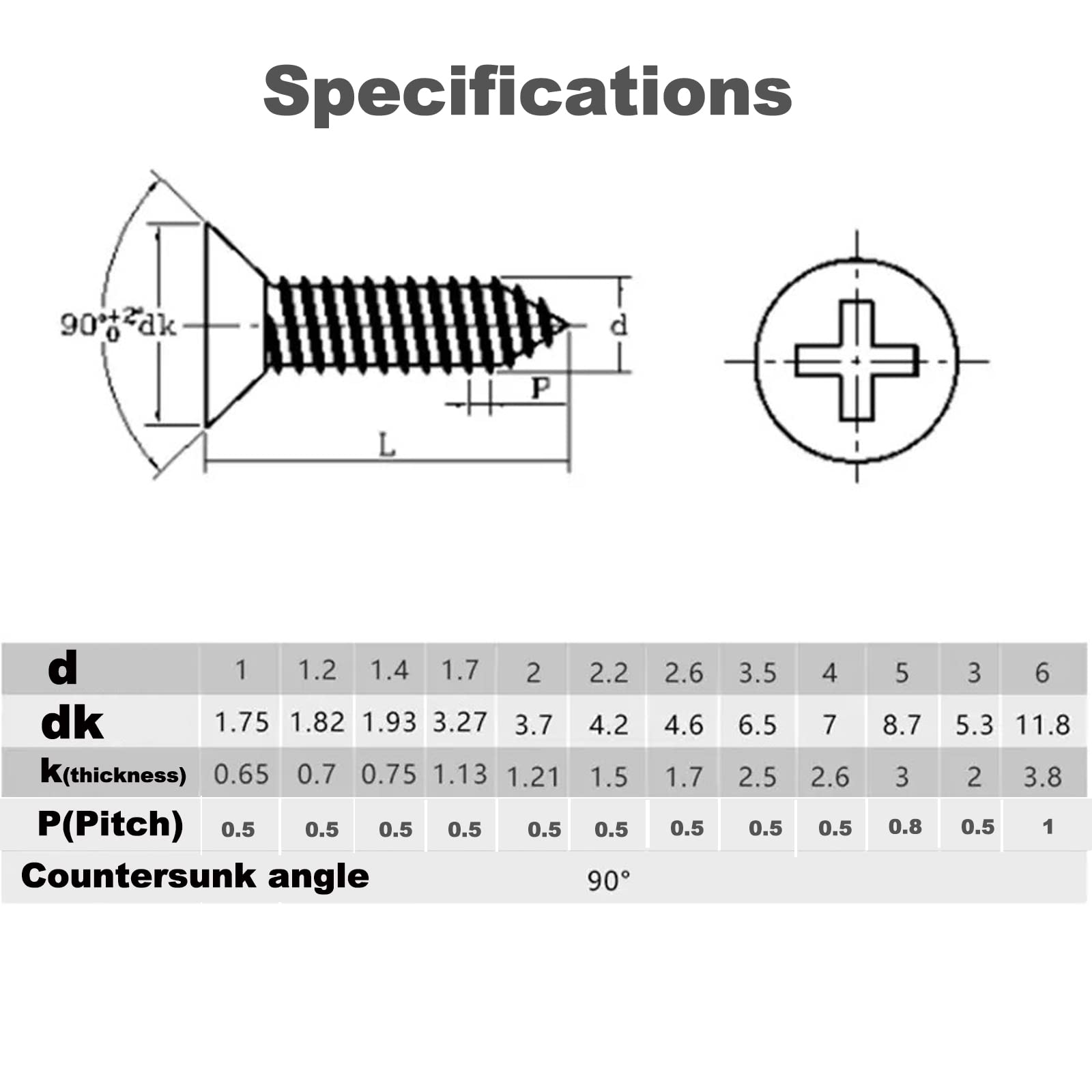 M4 x 30mm Self Tapping Screws, Phillips Flathead 304 Stainless Steel Screws - Image 2