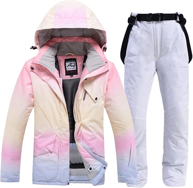 Amazon Co Jp スキーウェア レディース スノーボードウェア 上下セット 撥水 防風 グラデーションカラー スノボーウェア ロングジャケット パンツ スノボウェア ファッション