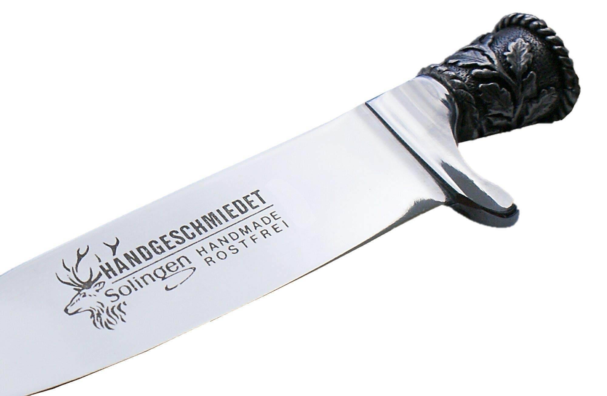 Jagdmesser Trachtenmesser Jagd-Messer Hirschfänger Hirsch Wild echt Hirschhorn Jagdnicker für Lederhose Jäger Fischer Fischen Jagen echt versilbert Stahl-Klinge Solingen