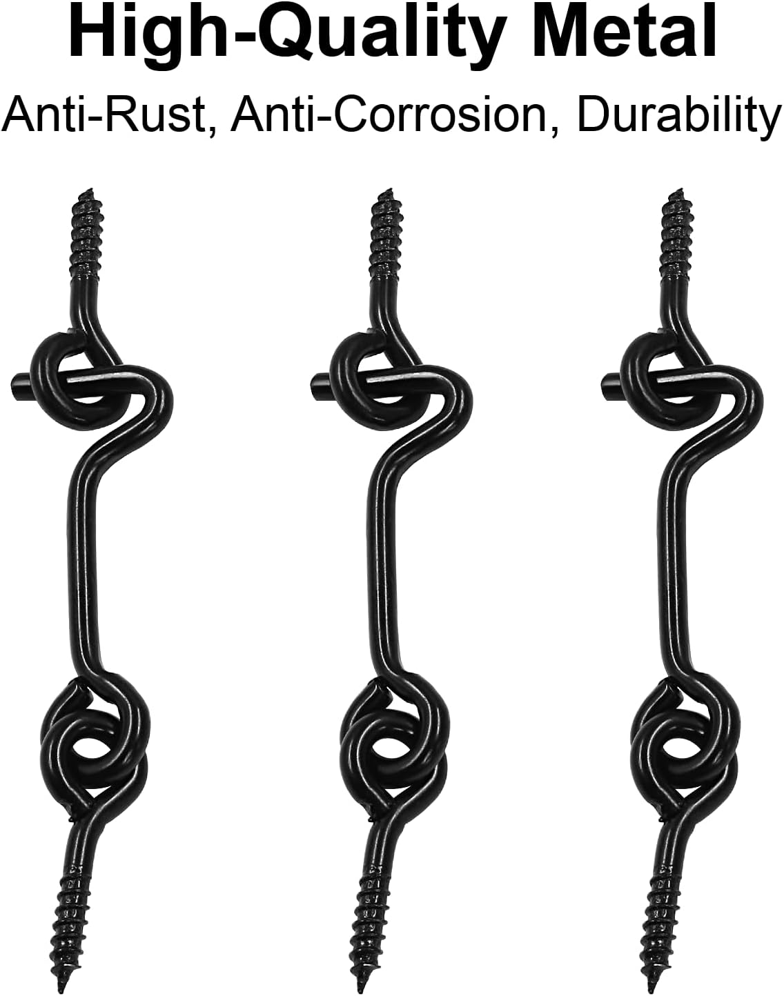 2 Inch Cabin Hook and Eye Latch Lock Black Gate Door Swivel Window Door Hook Carbon Steel Latch Hook Privacy Lock for Sliding Door Barn Door with Screws(5PCS)