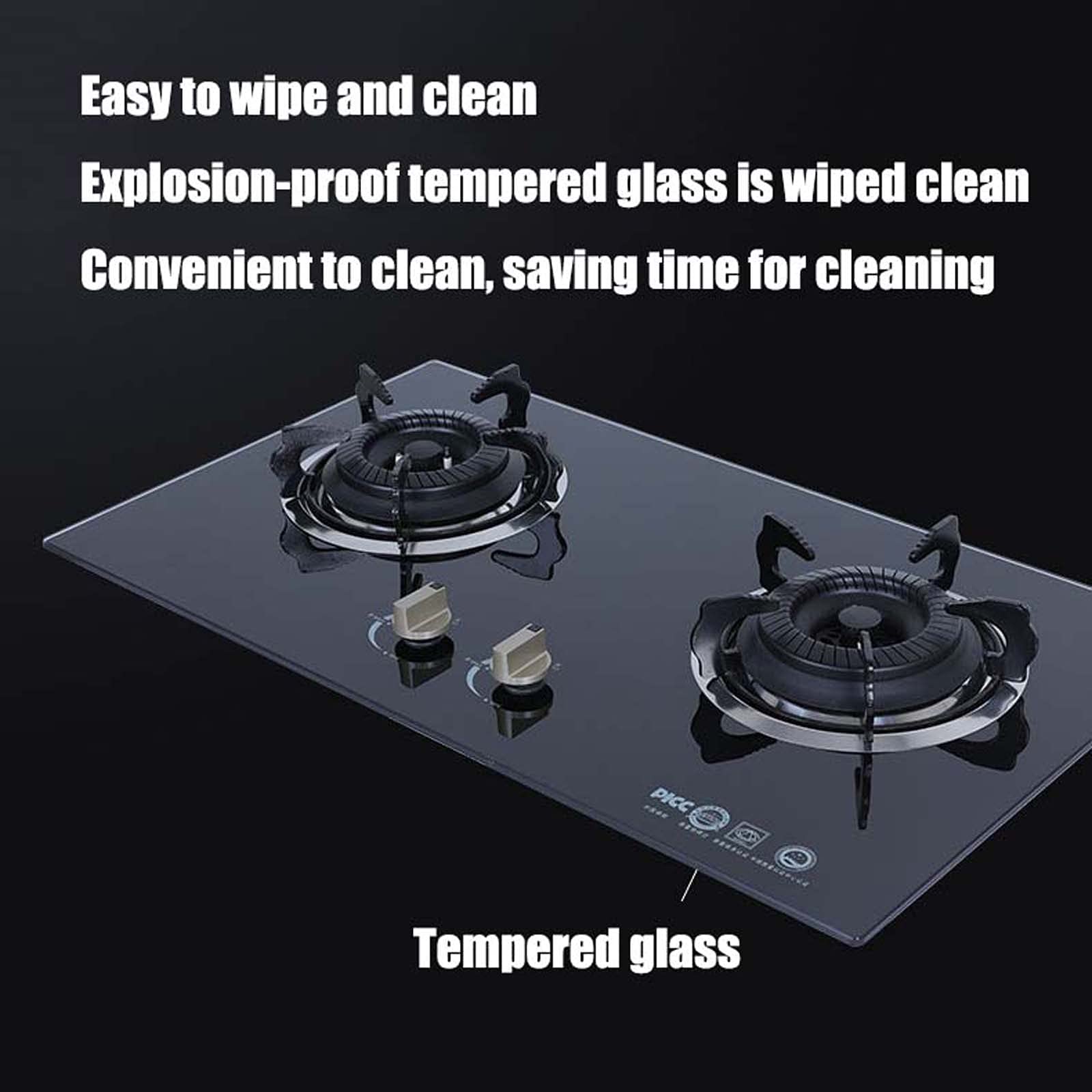 Amazon.co.jp: ガスコンロ、2バーナーガスコンロ、黒強化ガラス