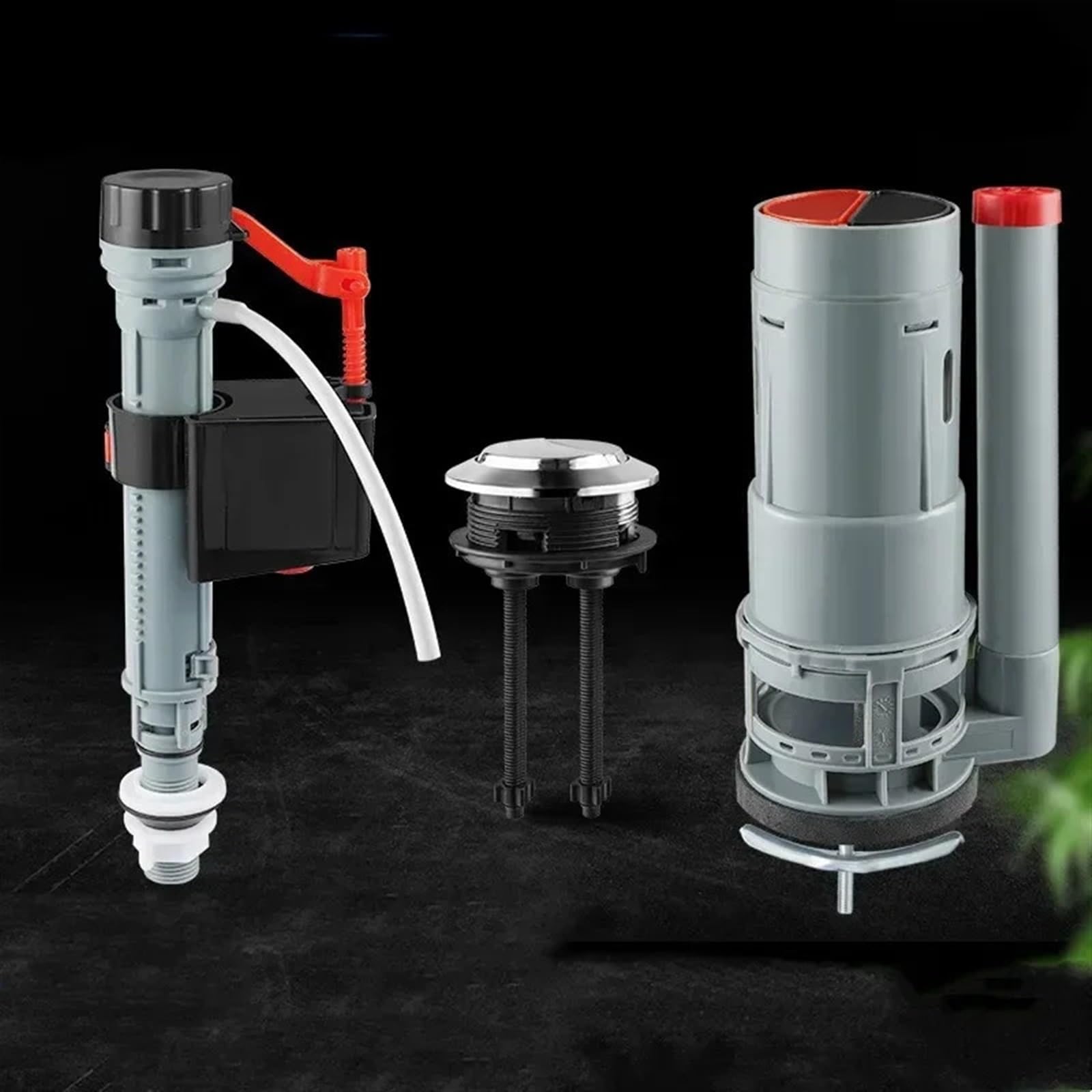 Juego de accesorios de reparación de tanque de agua para inodoros, válvula de descarga doble con botón de presión, válvula de salida para accesorios de baño (color: B)