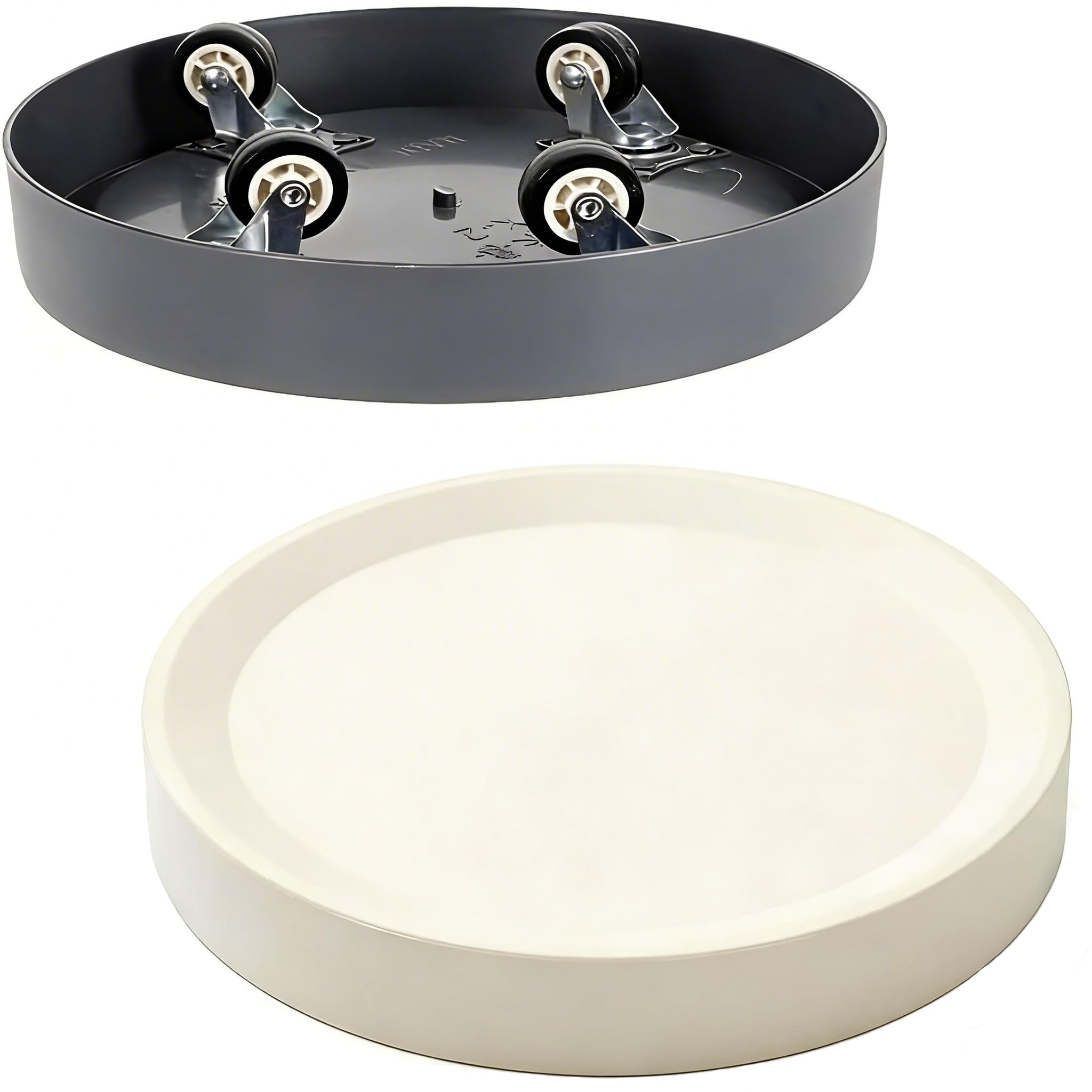 KangTeer 2Pack Plant Caddy with Wheels, 18.5cm Inner Diameter Round Plant Trolley Stand with Hidden Casters, Move Tray Easily for Flower Pot,Ceramic Ornament, Smart Home Device Use