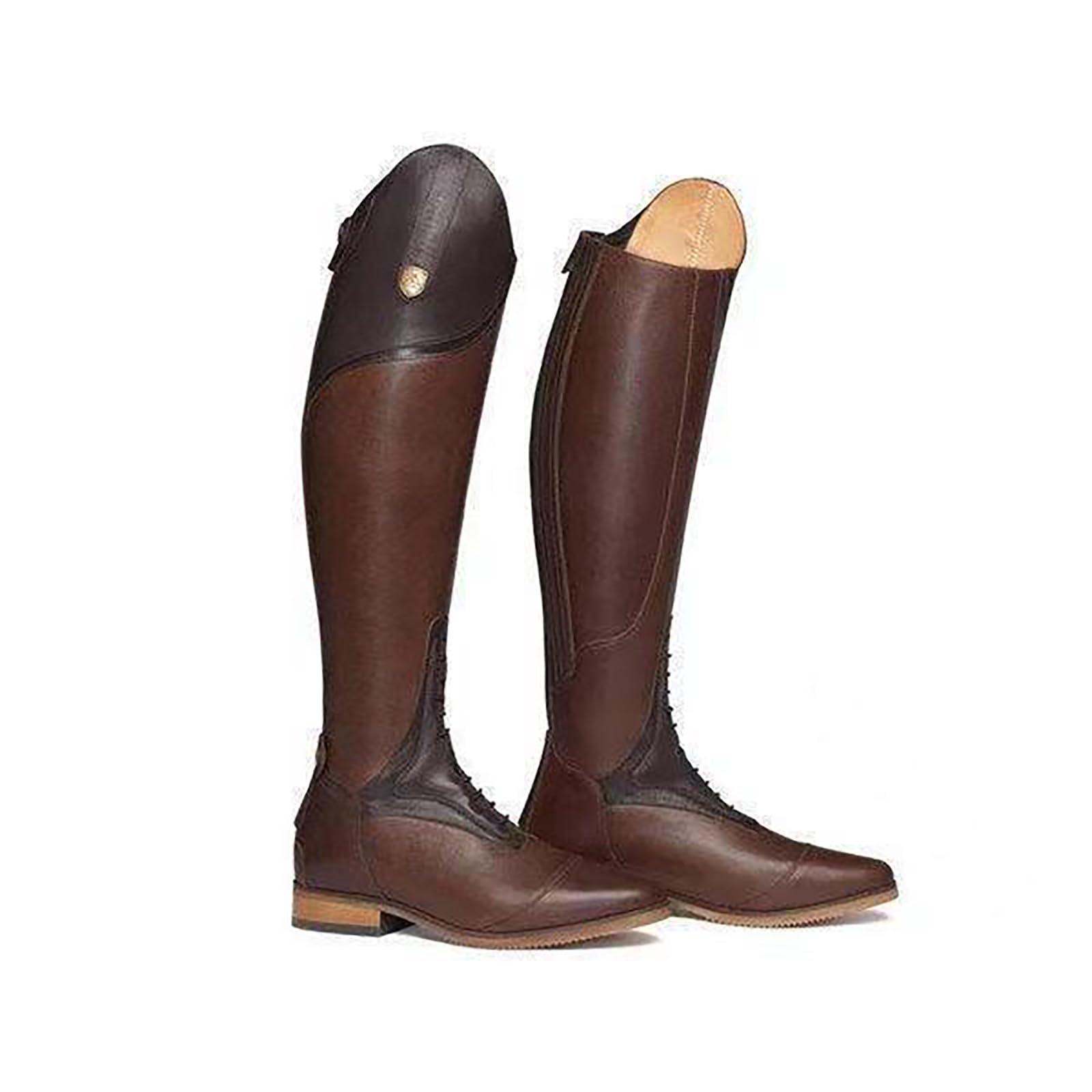 Zapatos De Hombre Botas De Montar A Caballo De Caballero (34-48), Cremallera Trasera/Puntera En Punta, Unisex/Antideslizante, Tacón Alto Hasta La Rodilla/Medio (3-5 Cm), Para Otoño,43,Brown