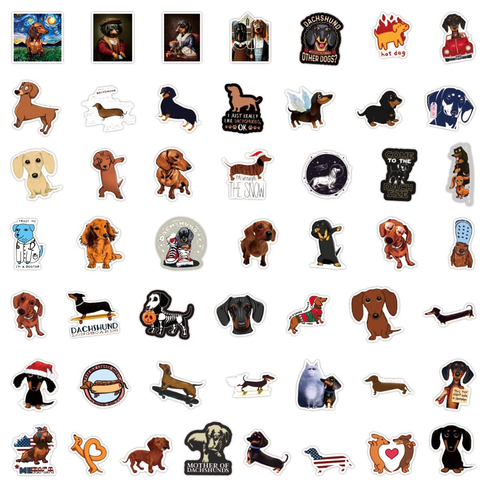 50Pcs Dachshund Stickers, Cartoon Dog Stickers Pack - Image 4