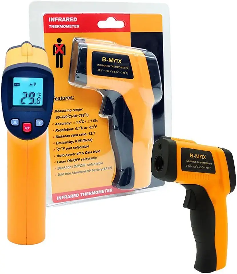 Termometro Industrial Culinaria a Laser Para Forno Freezer -50º A 380ºC Digital Sem Contato LCD Termômetro Infravermelho Pirômetro de Testador De Temperatura IR Industrial com Emissividade Ajustável