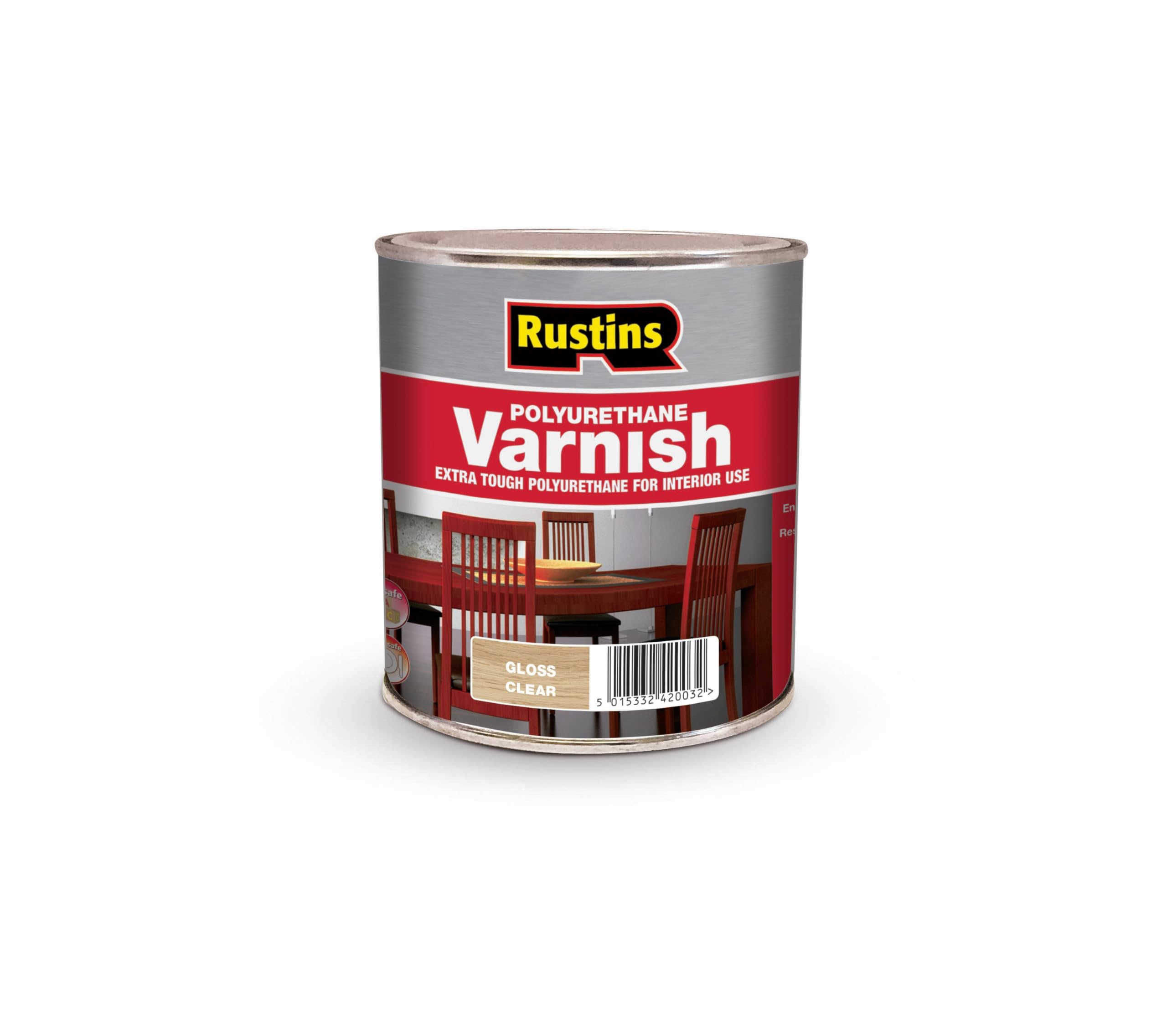 Rustins - Polyurethane Gloss Varnish 500Ml - Clear 5015332004584