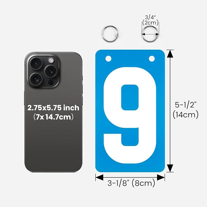 TopTie 4 Sets PVC Number Cards, Plastic Portable 0-9 miniatura 2