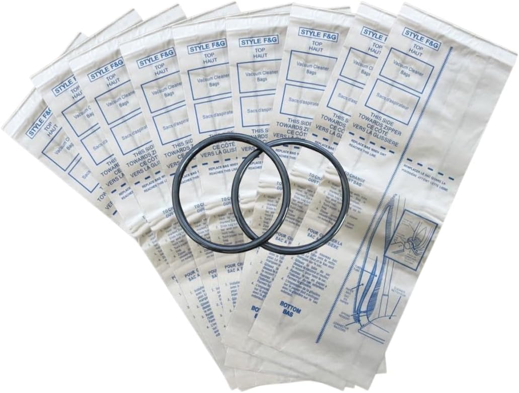 VacBagsUSA 9 F&G Bags & 2 Belts compatible with Sanitaire/Eureka | Premium After-Market Style F&G 2-Ply Bags & Style RD Belts, Perfect Fit