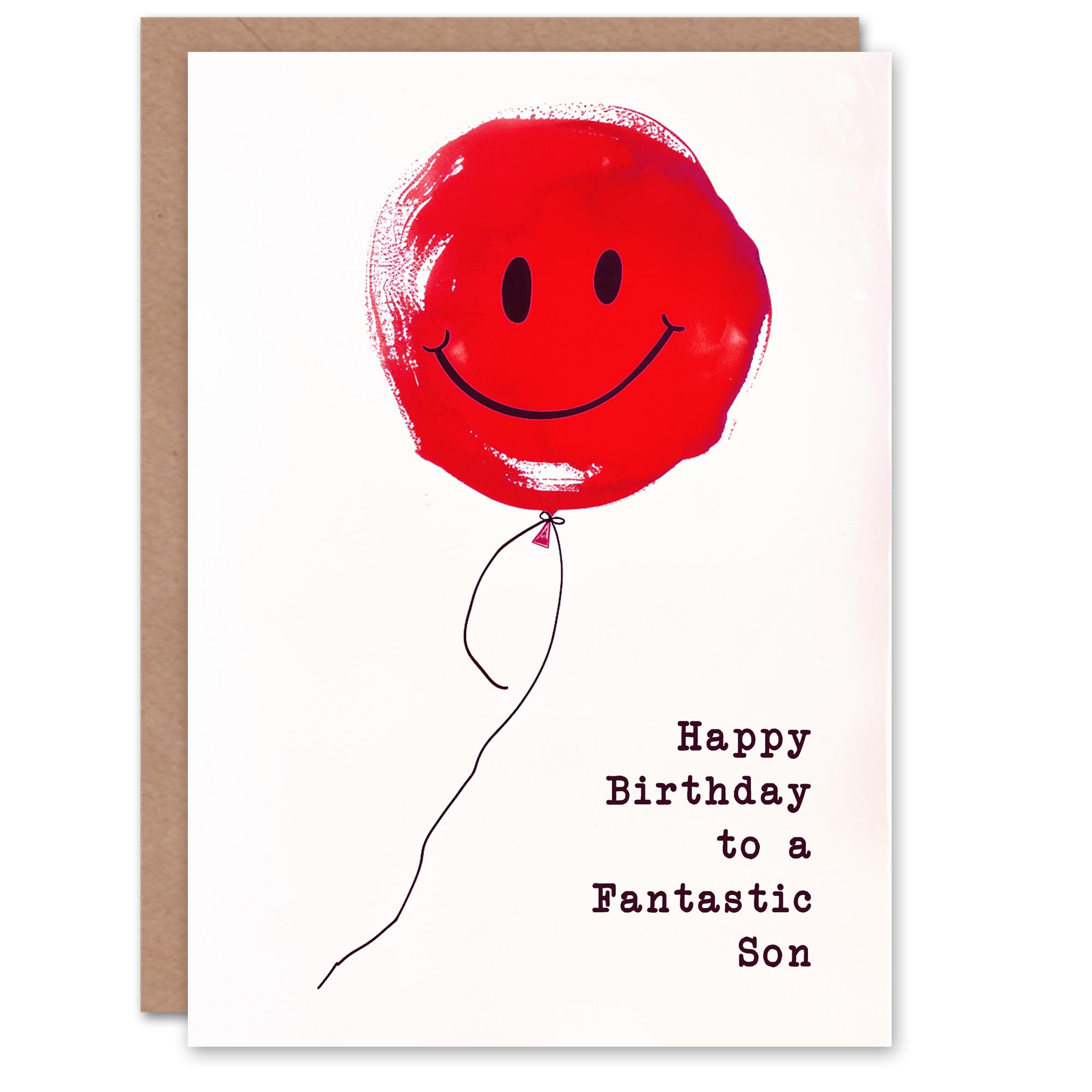 Artery8 Men's Birthday Card - Smiley Face Red Balloon - Simple Fun