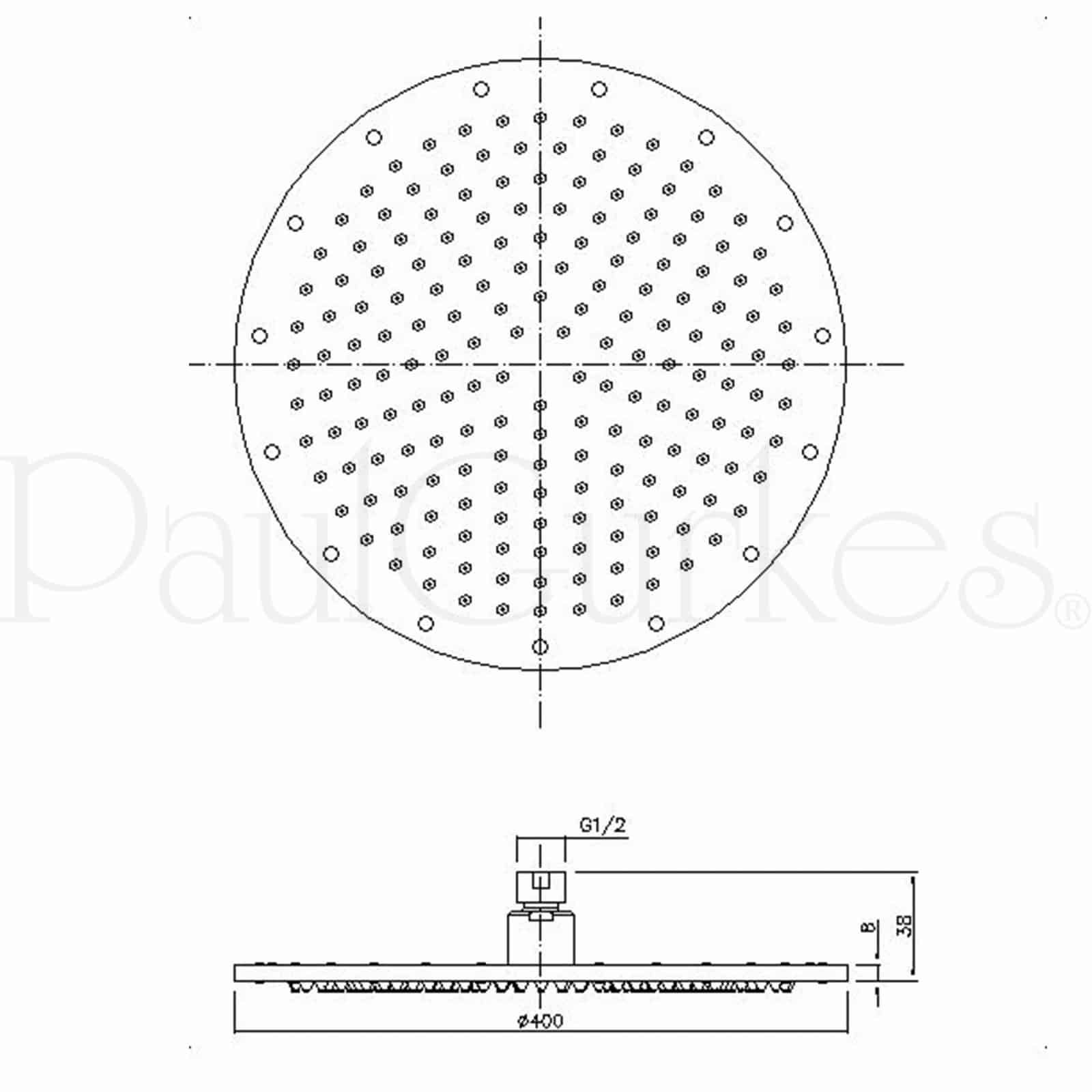 Sistema de Ducha Empotrado Completo con Barra de Ducha, Latón Cromado, Cabezal Redondo 30 cm, Montaje en Pared