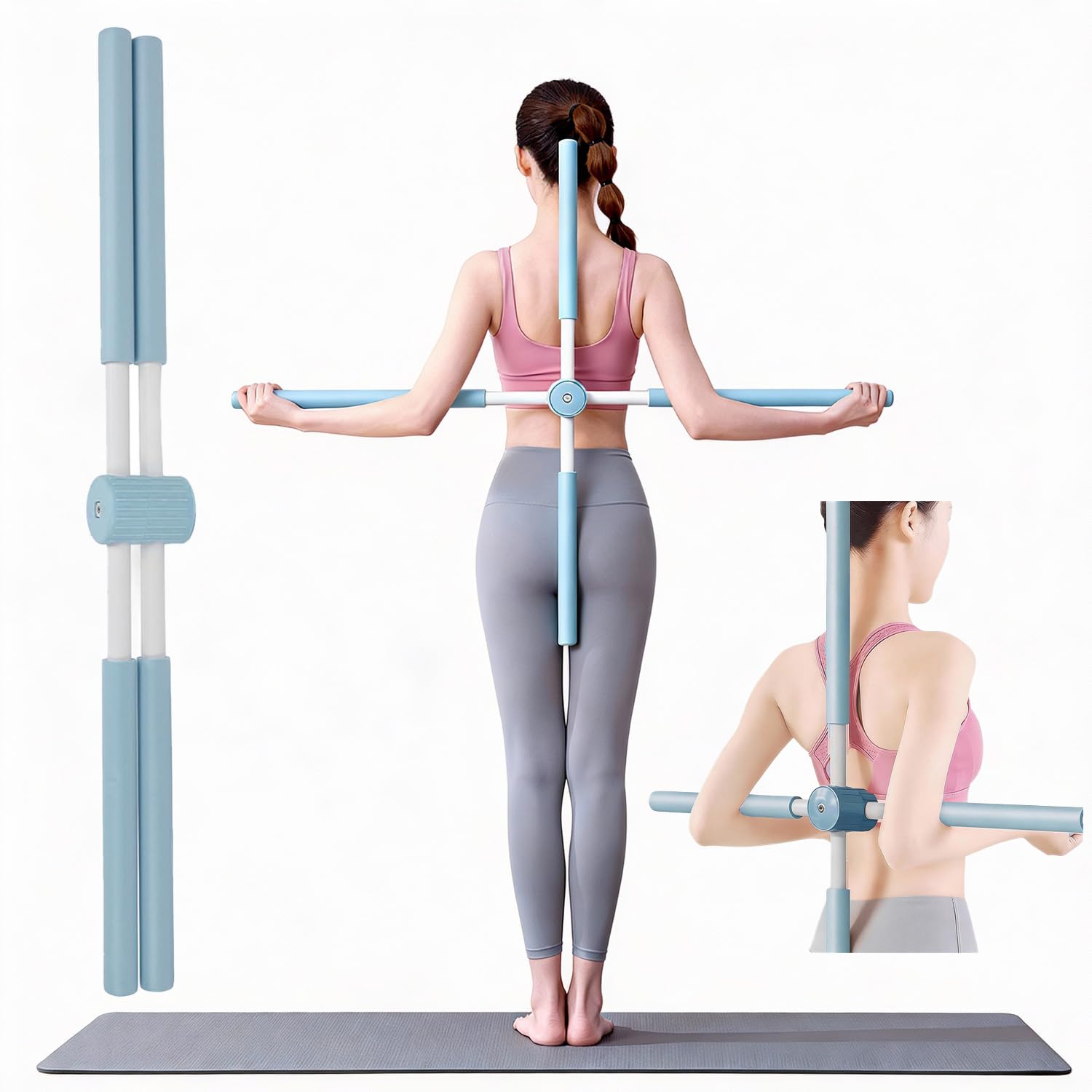 Bâtons de Correction de Posture de Yoga, Bâton de Pilates Rétractable pour Adultes et Enfants