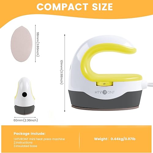 Miniatura 9 de HTVRONT Mini máquina de prensa de calor, pequeña prensa de calor portátil, máquina de prensa de hierro para camisetas, sombreros, proyectos de