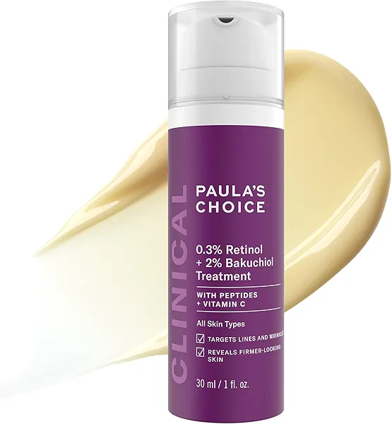 Paula's Choice CLINICAL 0.3% Retinol + 2% Bakuchiol Treatment, Anti-Aging Serum for Deep Wrinkles & Fine Lines, Fragrance-Free, 1 Ounce