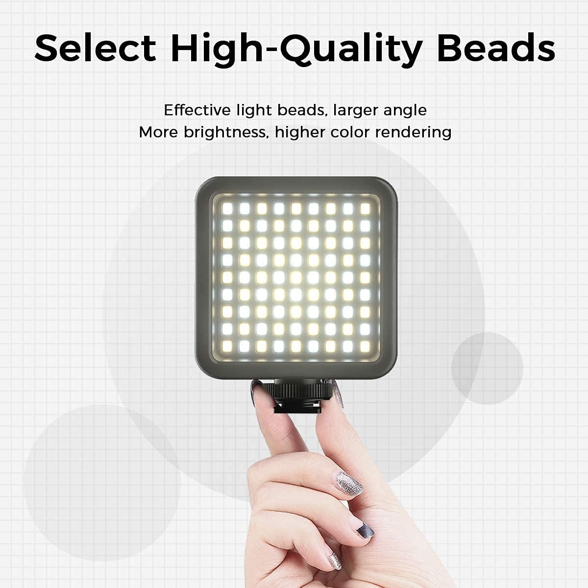 ULANZI VL81 Videoleuchte 81 LEDs Videolicht mit Cold Shoe, Foto Licht 3200K-5600K Farbtemperatur Helligkeit Einstellbar CRI 95+, 3000mAh Akku Kamera Licht für Fotografie YouTube Videoaufnahme