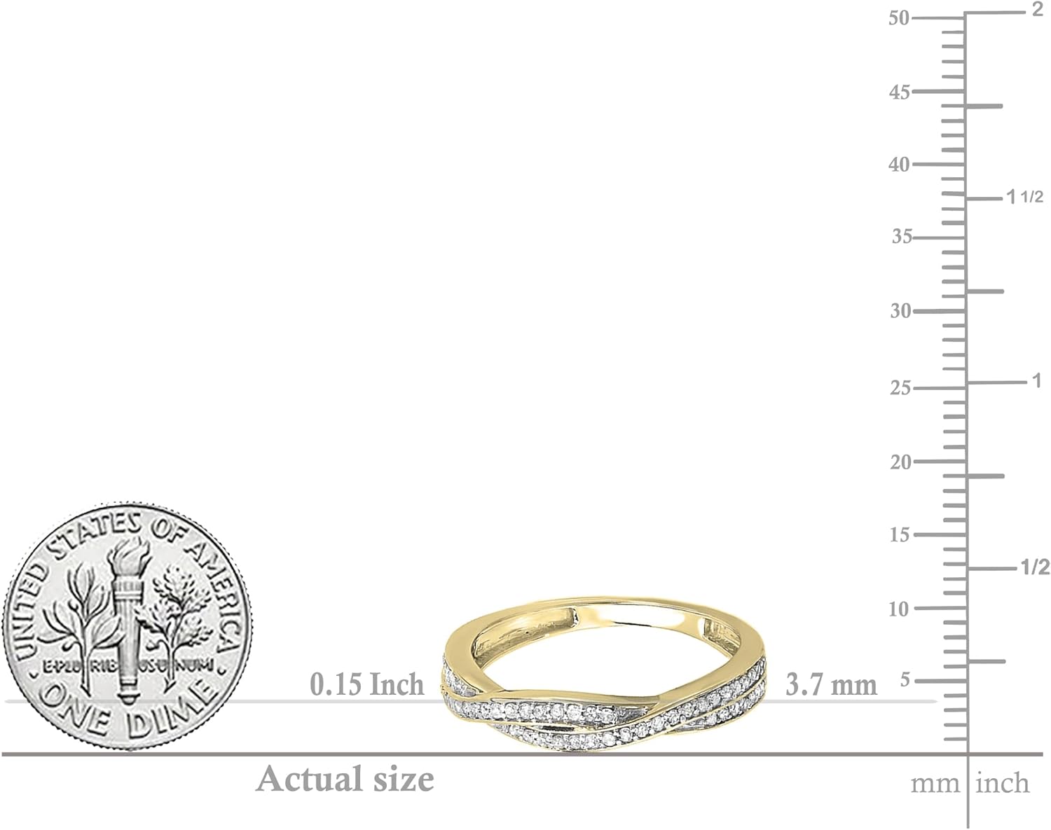 Dazzlingrock Collection Valentine's Day Gift 0.25 Ctw 10K Real Solid Gold Round Natural Diamond Anniversary Wedding Band Swirl Matching Ring - Image 5