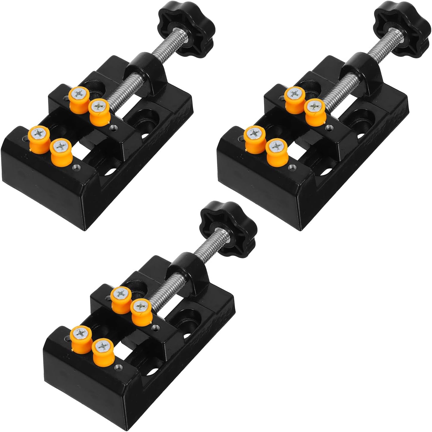 Ciieeo 3pcs Aluminum Alloy Mini Desktop Vise Clamp Multifunctional Flat Table Bench Vice with 8-hole Fixed Jaws for Jewelry Carving, Walnut Sculpture, Watch Repair
