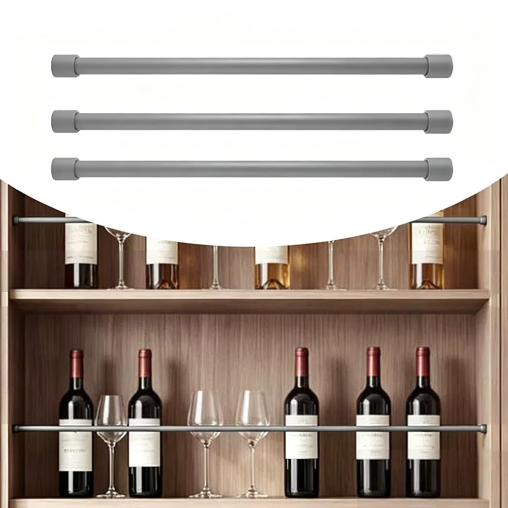 SVBVRFEEW Shelf Railing Fence with Screws Anti-Fall Fence Kit Aluminum Gallery Rails 3 Pack Shelf Guard Rail Floating Shelves Guard Bar Decorative(Gray,60cm/23.6in)