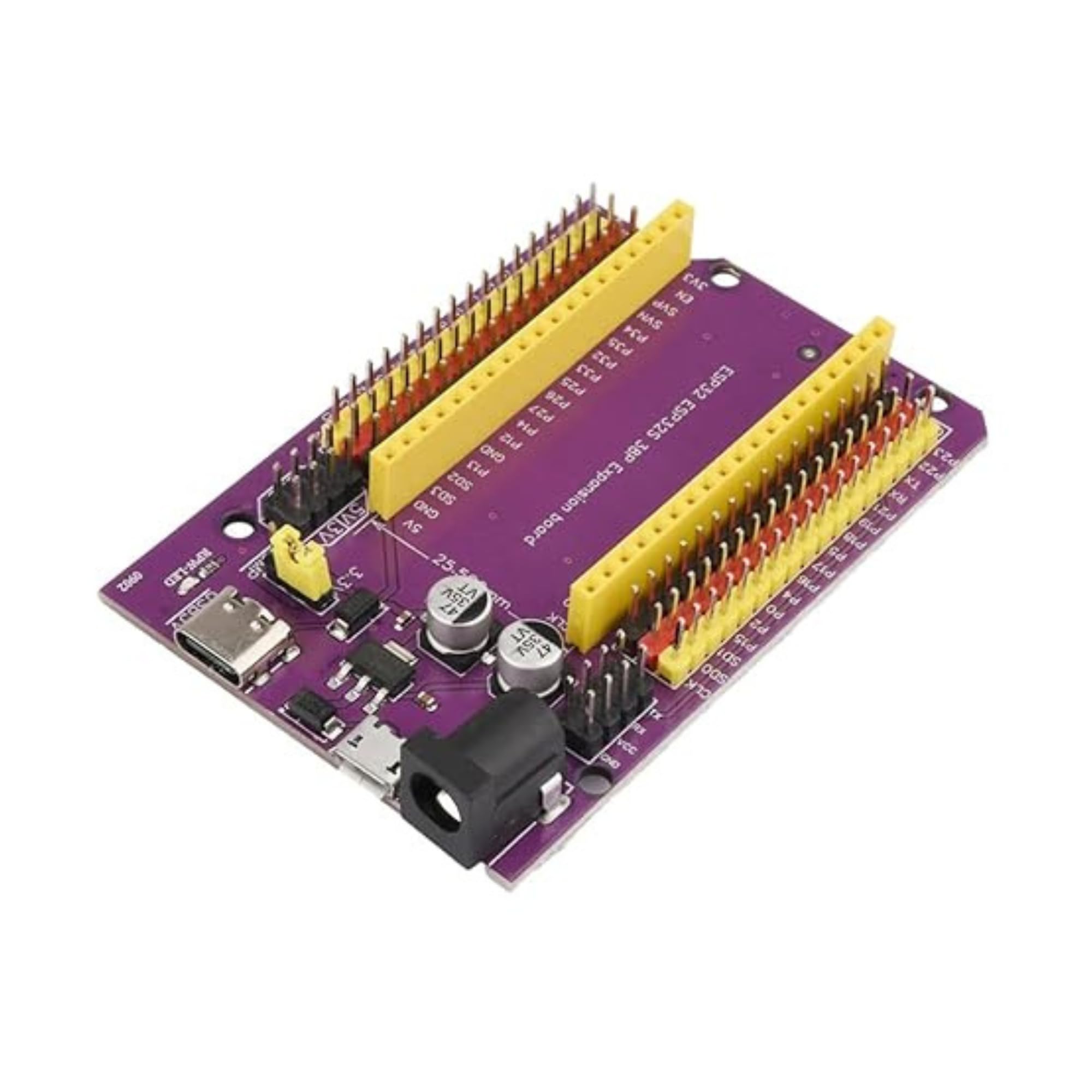 ESP32 ESP32S 38 Pin Purple Expansion Board for ESP32 WROOM-32 Development Board (38 Pins) Micro USB & USB C/Type Expansion Board