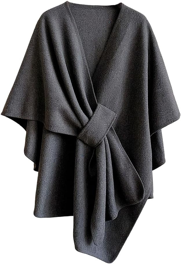 OEKYTOY Women's 2025 Winter Knitted Cashmere Shawl Wrap Cape Cardigan - Oversized Warm Shoulder Sweater for Fall