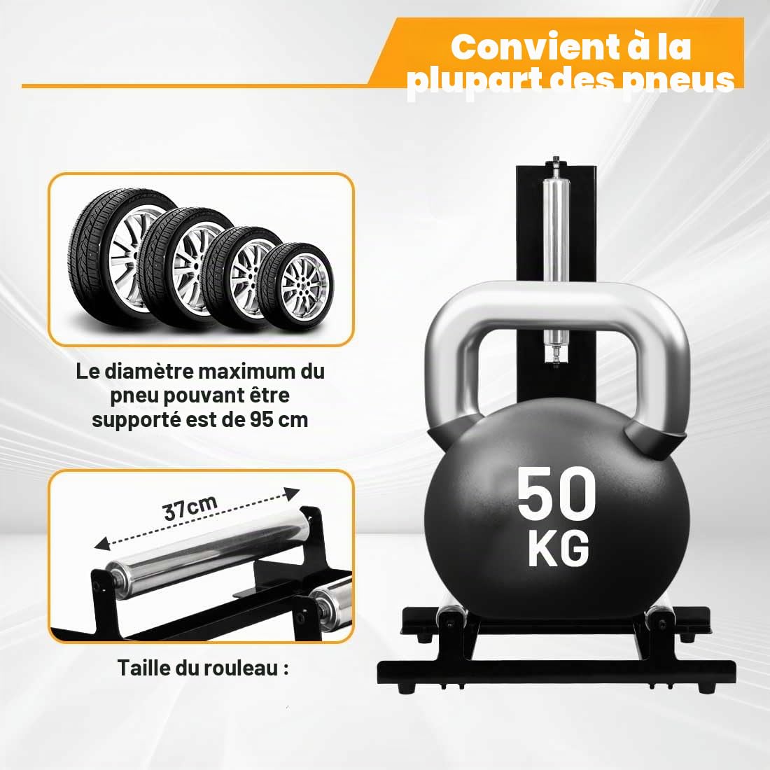 Étagère de nettoyage pour pneus de voiture - Accessoire de garage pour le nettoyage et le polissage des pneus - Charge maximale : 50 kg - 58 x 36,5 x 89 cm - Argenté