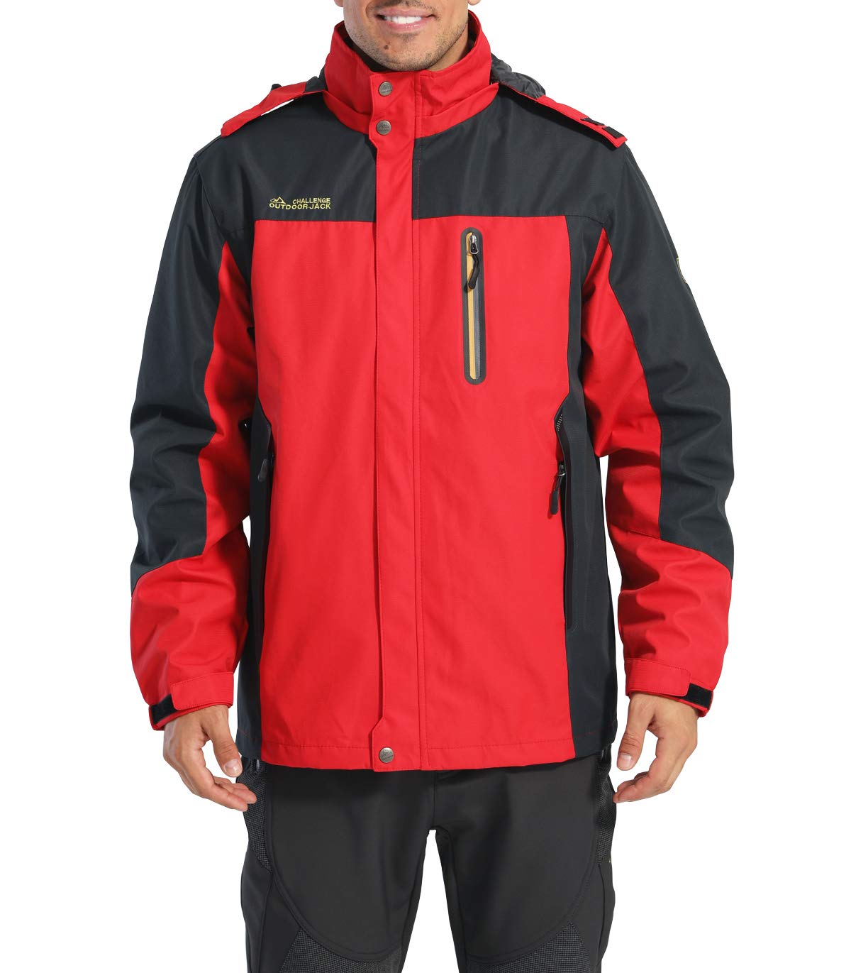 KEFITEVD Chaqueta de senderismo impermeable para hombre con capucha extraíble