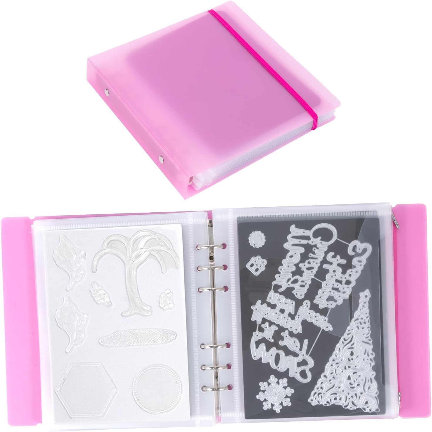 UNIMEIX 12 Pcs Magnetic Sheets for Die Storage with 1 Binder Cover, 2 in 1 Storage Stamp and Die Storage Bags Die Cut Storage Supplies(0.8 mm Thickness, Purple)