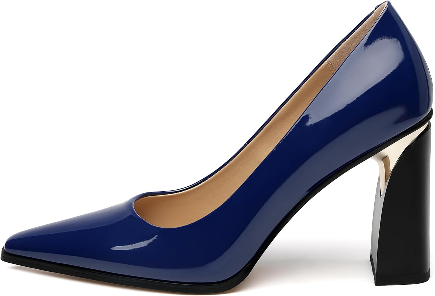 ROSERWISH High Chunky Block Heels for Women, Closed Pointed Toe Slip-On Pumps, Retro Vintage Style, 3.5" Comfortable Dress Shoes for Party, Work, Office, Prom & Wedding - Image 2